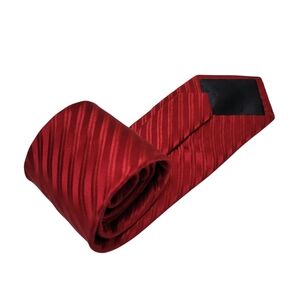 Nicole Miller Vibrant Red Striped Tie 100% Silk 60" Length